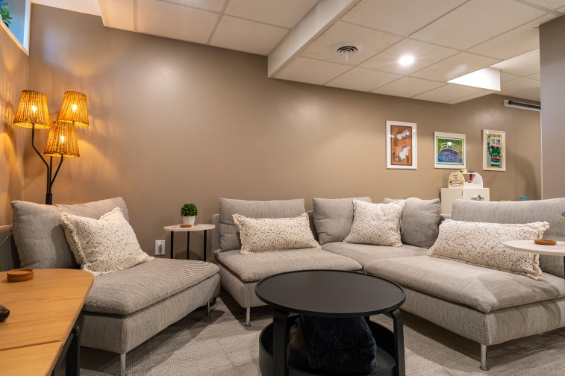 Renovated basement living space